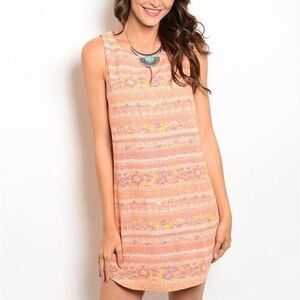 *Clearance* Pink Owl Peach Print Dress